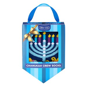 Picture of Chanukah Crew Socks "Ugly Sweater" Design in Dreidel Box Adult Size 9-11